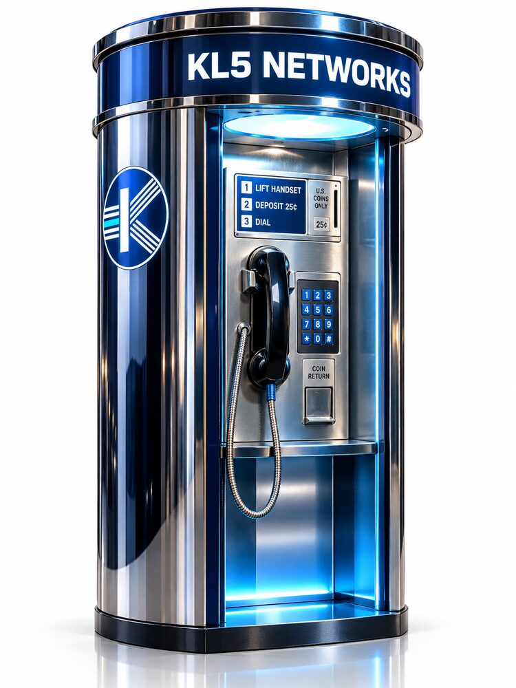 KL5 Networks Model 1-D public telephone kiosk