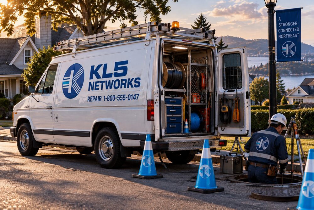 A KL5 Networks service van at a work site