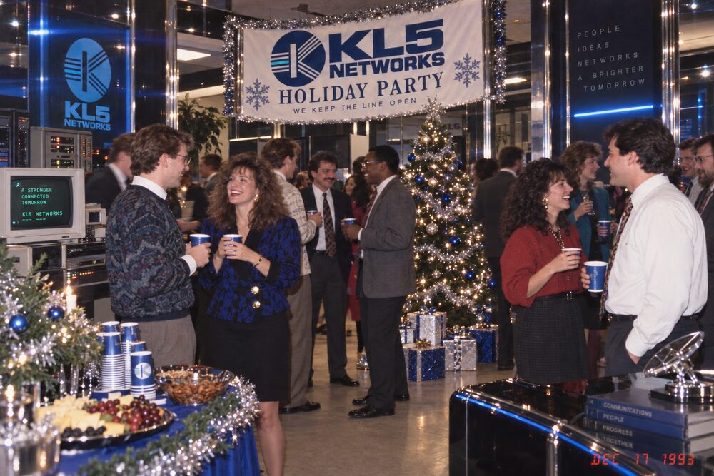 The decorated operations floor during the party